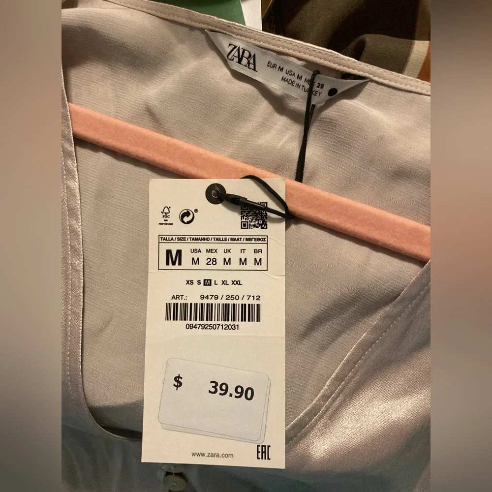 Zara Silky Champagne colored tie blouse Medium
NWT - Picture 2 of 3